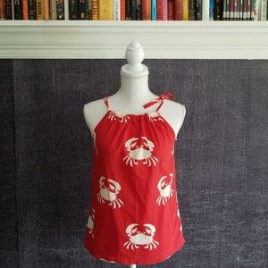 Red Halter Neck Crab Print Top